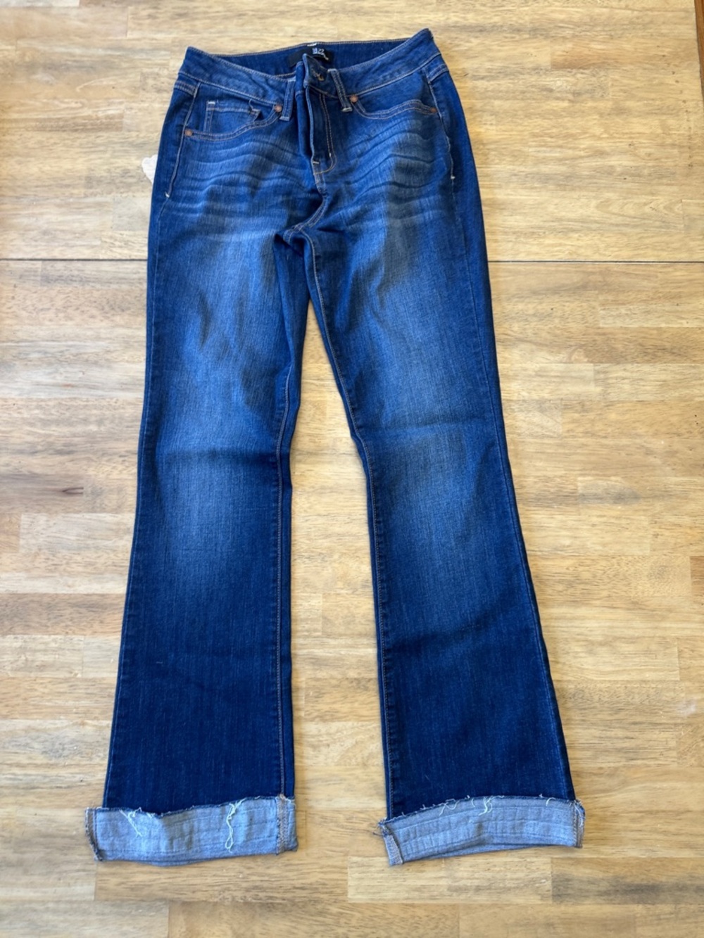 1822 Denim Indigo Flare Jeans with Rolled Cuffs